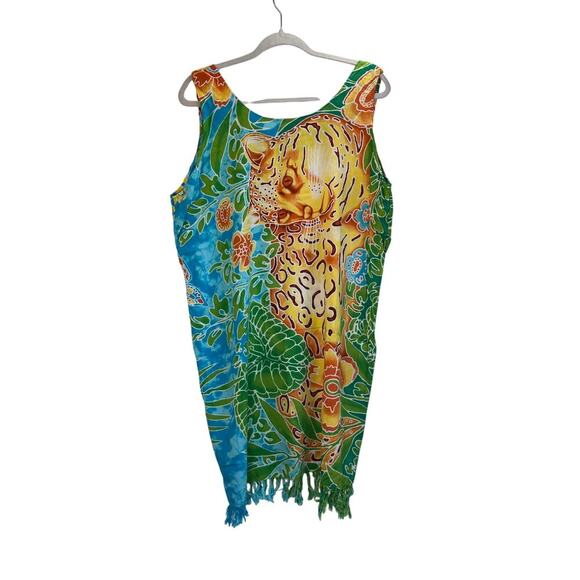 Sol & Spa Womens Colorful Leopard Jungle 100% Cotton Swimsuit Cover Vacation - Picture 1 of 8